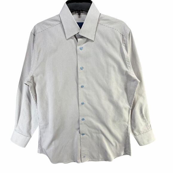 David Donahue Micro Dobby Dress Shirt Mens 15.5 White Formal Office Professional - Picture 2 of 14